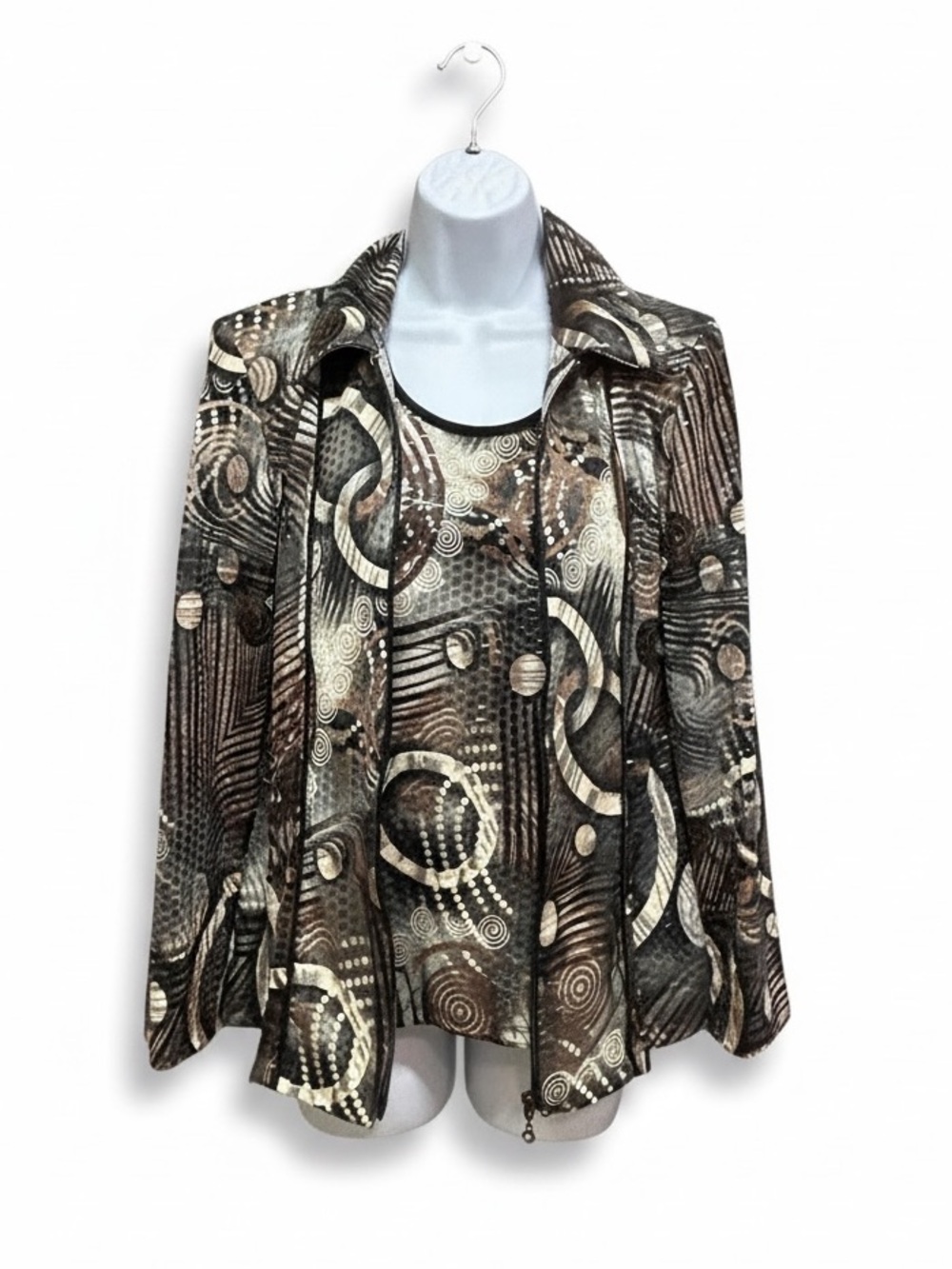 Libra Sequin Geometric Print Twin Tank Top Shell Jacket Size M